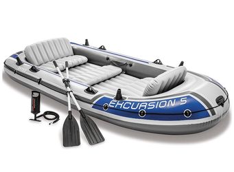 5 person Inflatable Boat set with Aluminum Oars & High Output Air Pump (Latest Model) limited supply