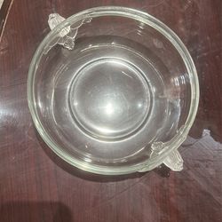 Vintage Mikasa SATIN ROSE Clear w/ Frosted Rose Handles Dish Bowl