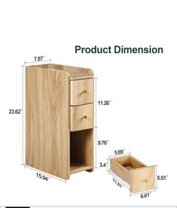 Night Stand Modern Slim Wood Grain With 2 Drawers