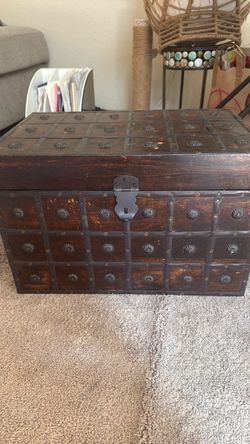Decorative Wooden Trunk with Metal Hardware