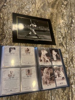 Babe Ruth Print with Binder of 40 Babe Ruth Cards