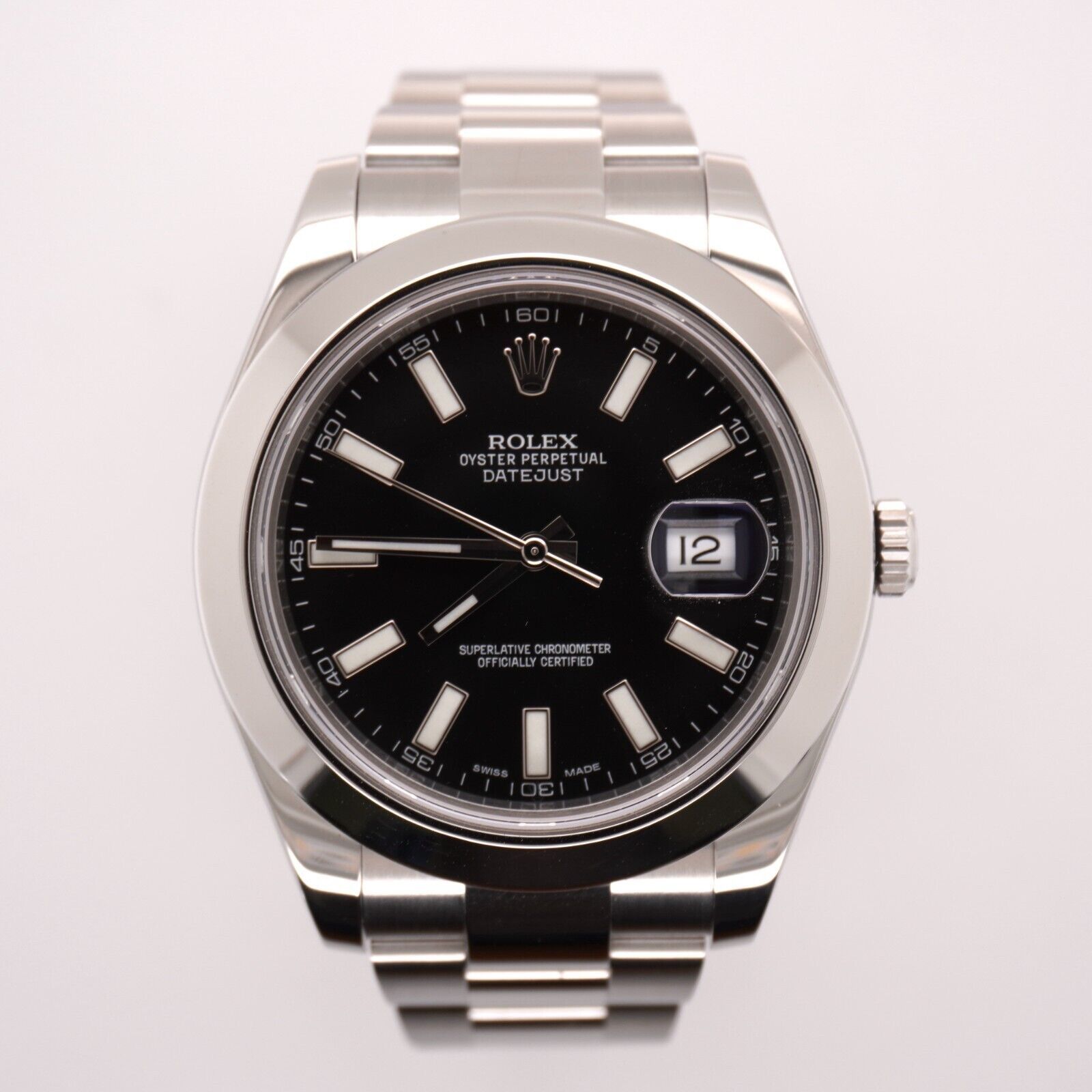 Rolex Men’s Datejust II 41mm Stainless Steel Oyster Black Index Dial 116300 Original Box And Papers!
