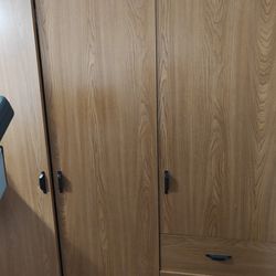 storage cabinet 3 doors, drawers and shelves