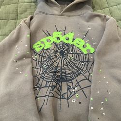 Sp5der Hoodie Grey And Green Good Condition Size Medium. 