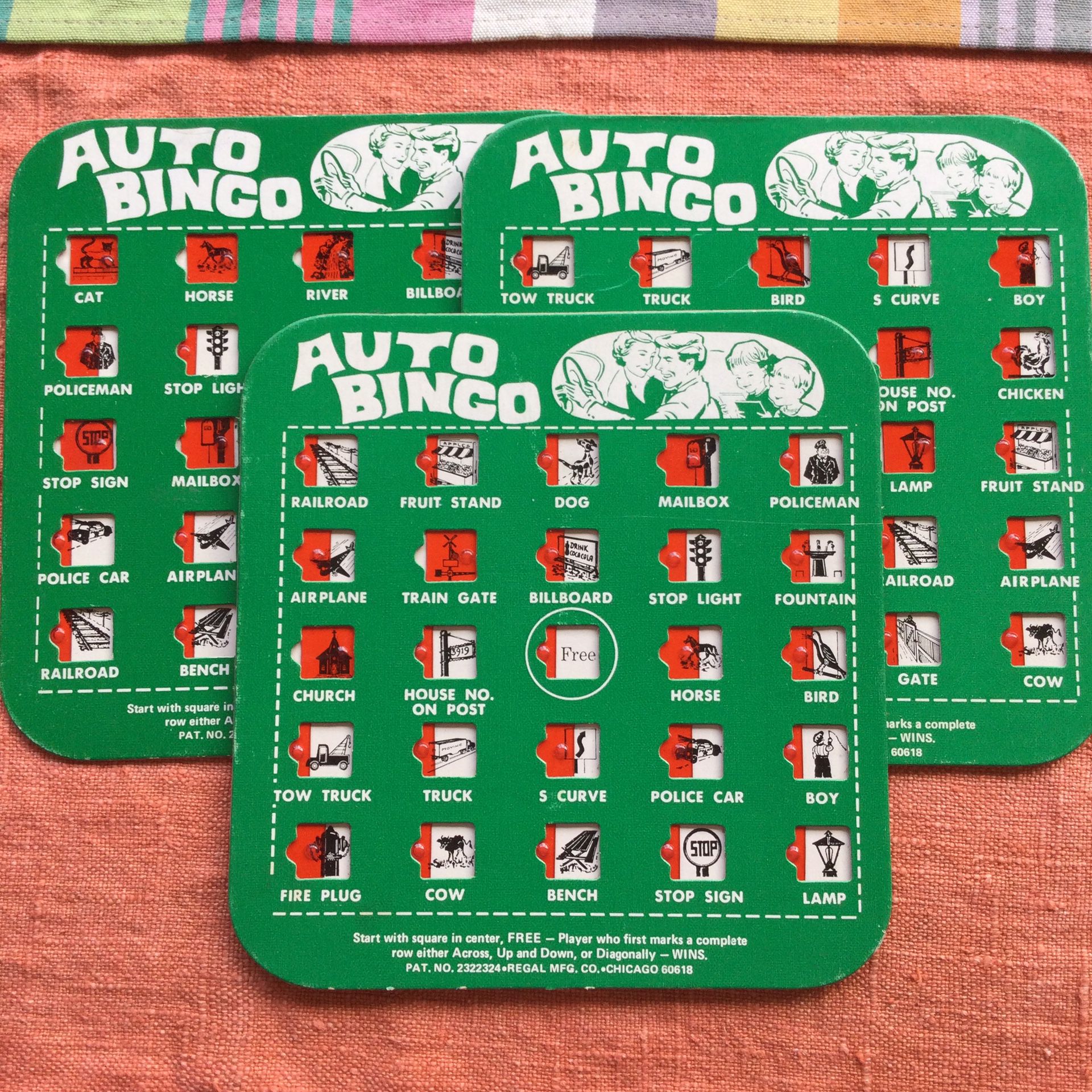 Auto Bingo Car Game - Vtg 1970’s - (3 Boards)