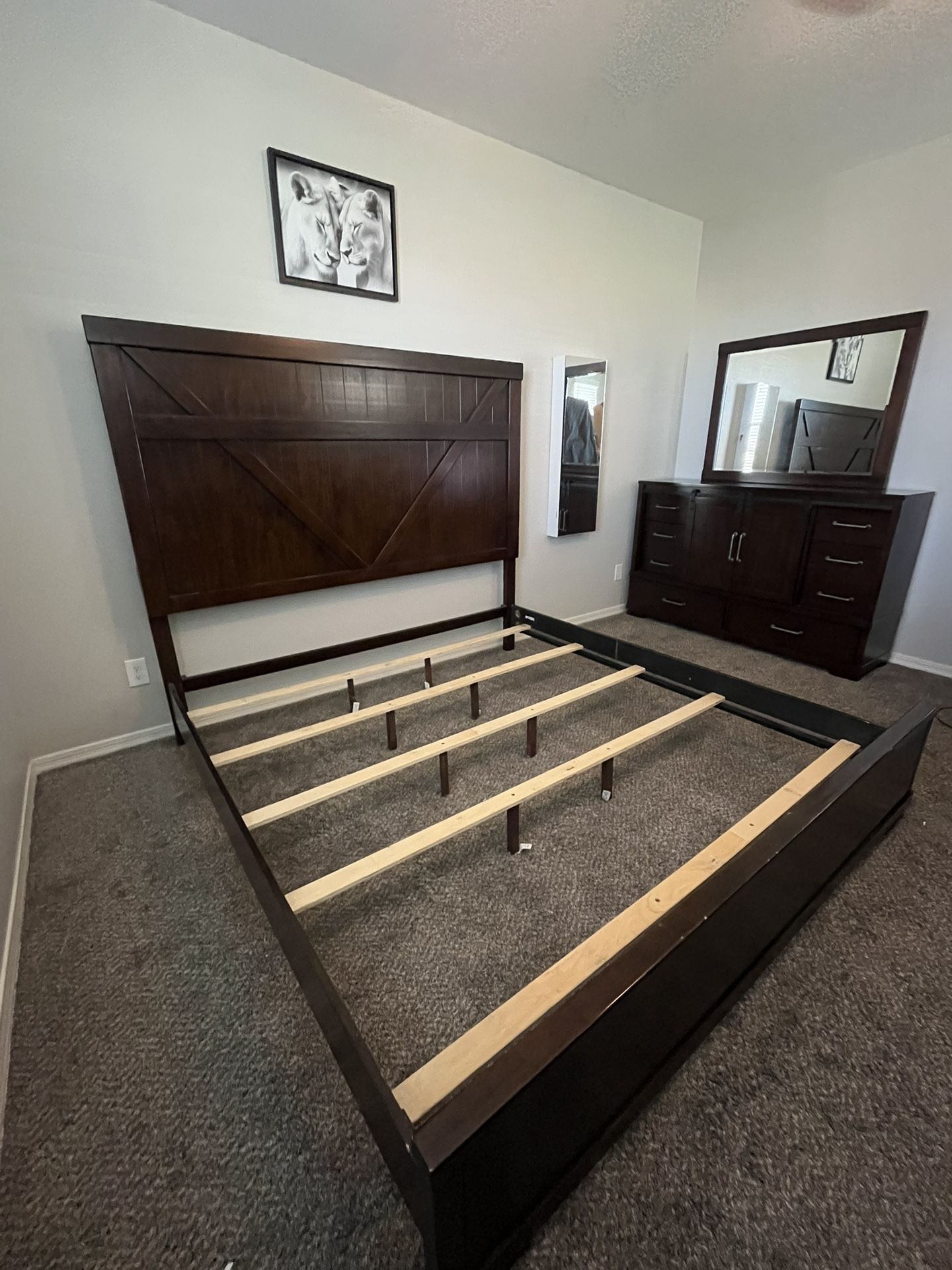 King Bed, Dresser, & Mirror