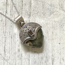 Sterling Silver Ocean Jasper Pendant Necklace 