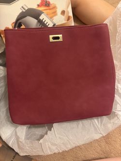 Burgundy Tote Bag with Gold Hardware