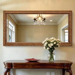 New Chende Antique Vintage Bronze Decorative Wall Mirror 61”x32”