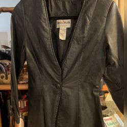 Vintage brass, plum leather jacket