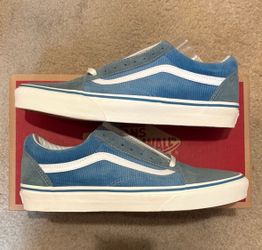 New w/box Vans Old School Corduroy / Suede Blue / White Low-Top Sneakers, Men’s 9