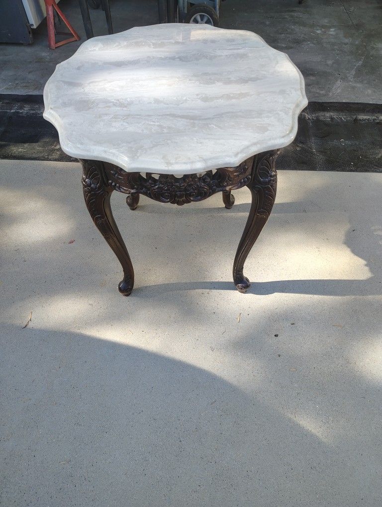 Stone Top End Table