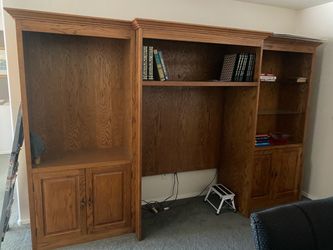 Gorgeous  Oak Wood Wall Unit Entertainment Center