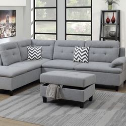 New Sectional Sofa Couch Ottoman 