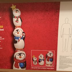 8 Holiday YARD DECOR GIANT-SIZED LED Stacked Penguins Indoor/Outdoor 