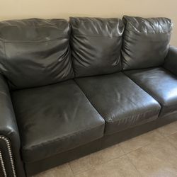 Dark Gray Faux Leather Sleeper Sofa