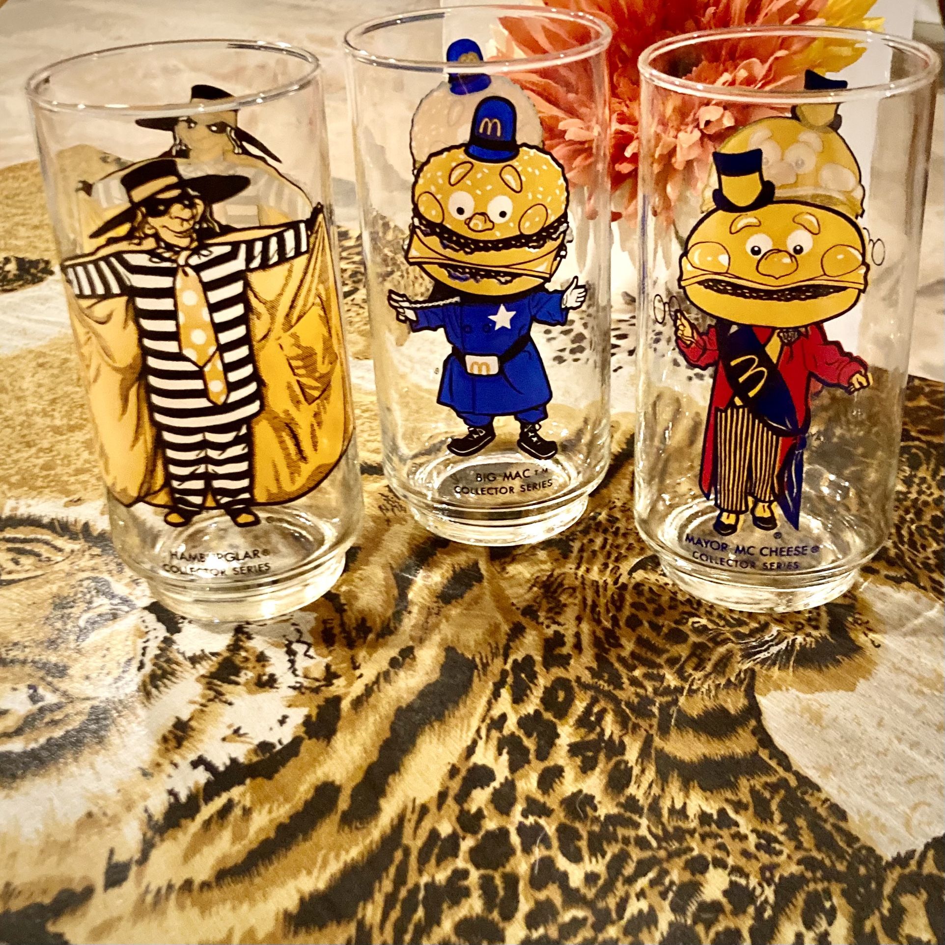 McDonalds Big Mac Mayor McCheese Hamburglar collectible drinking glasses 3 count