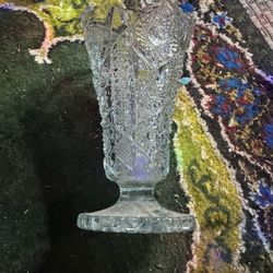 Vintage Imperial Glass 'Hobstar' Pattern Footed Vase 