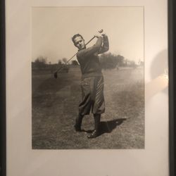 Rare Framed Bobby Jones Picture Teeing Off