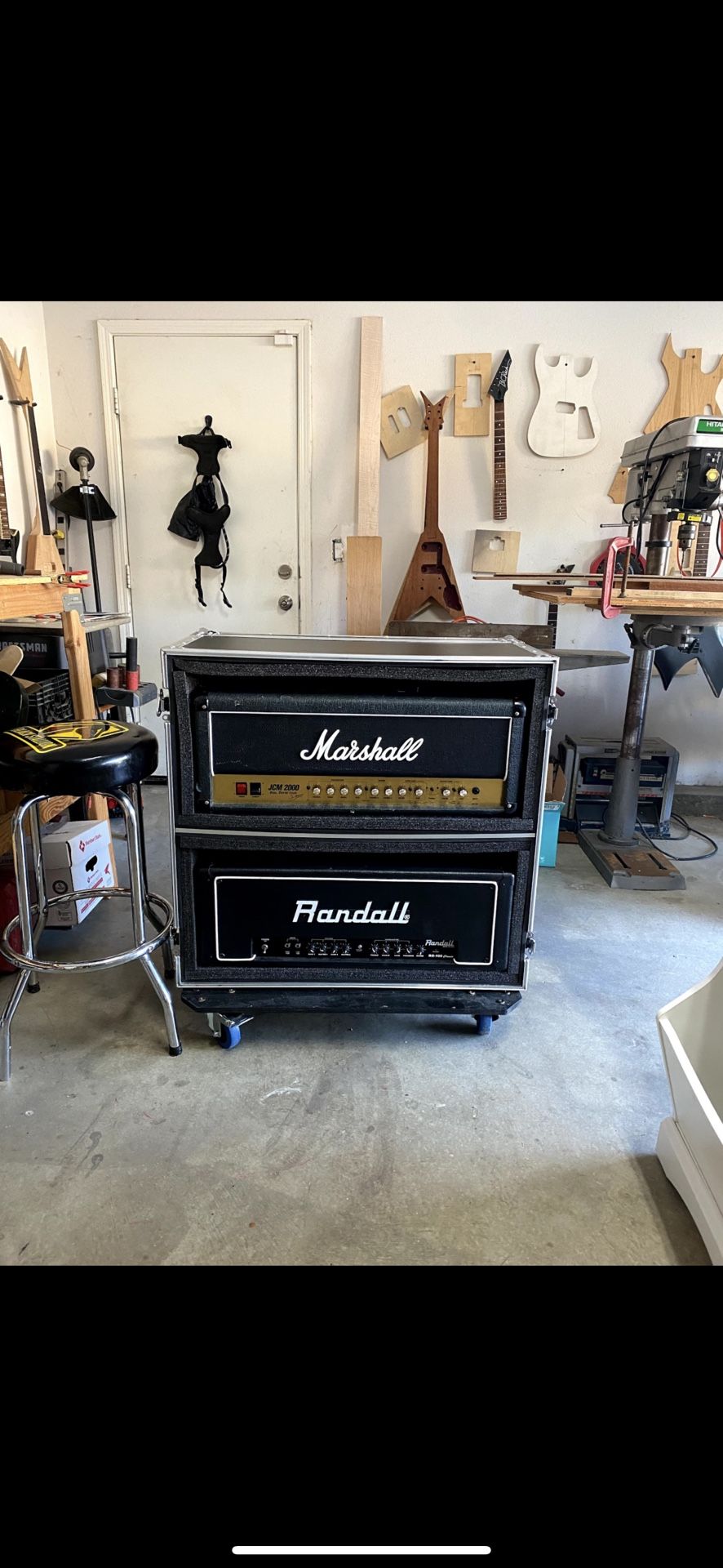 Double amplifier road case for Marshall/Randall Orange or Mesa boogie