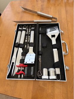 Stainless Steel BBQ Tool Set with Carrying Case