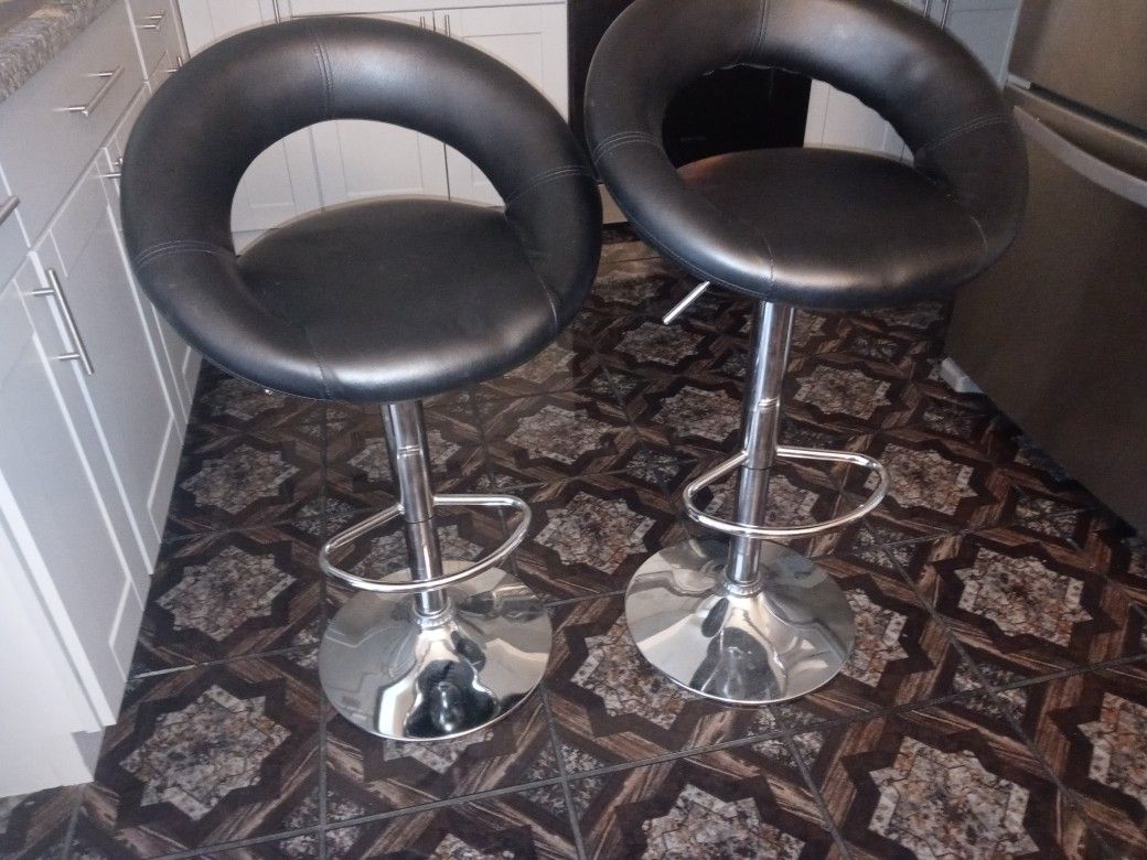 Leather And Chrome Bar Stools