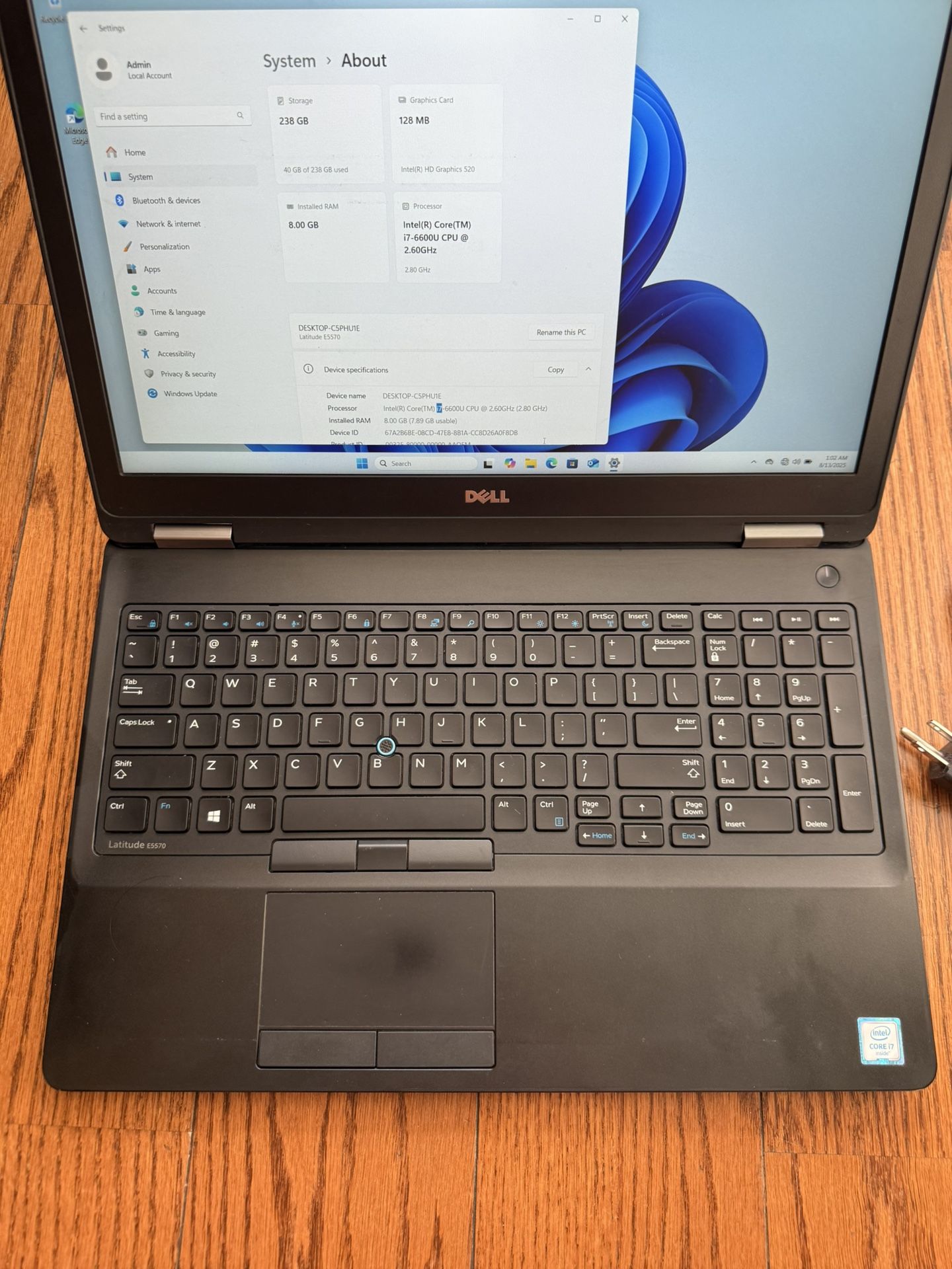 Dell Laptop Latitude E5570 15”/8GB RAM/256GB SSD/Fully Functional