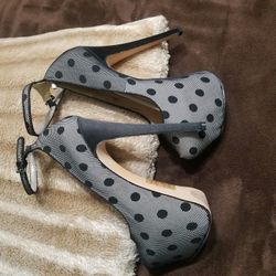 Gray black high heels size 7