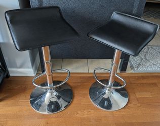 Black Faux Leather Bar Stools