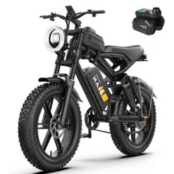 GLOBALKEEP MA-G 1500W Peak Integrated Wheels Fat Tire Electric Bike UL2849 Certified Battery, Advanced Suspension, 20" x 4.0" All-Terrain, Class 2 Ebi