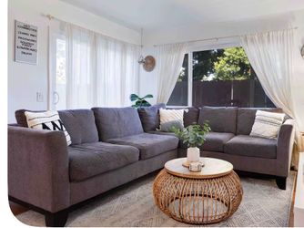 Gray Fabric L-Shaped Sectional Sofa