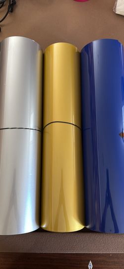 I Have Three Colors Of HTV Vinyl Three Colors Is Gold, Silver And  Dodger Blue The Yard Is Eight Dollars.