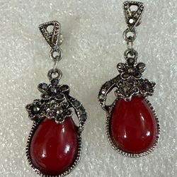 Aretes stainless piedra joyería antigua