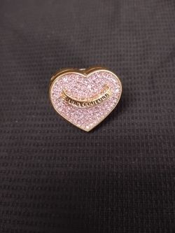 Beautiful Juicy Couture Golden Ring Lip Gloss Mirror Pink Pave Heart Size 7