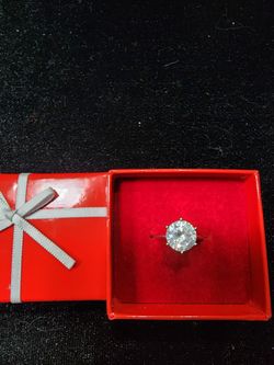 14K White Gold CZ Solitaire Ring (A29)