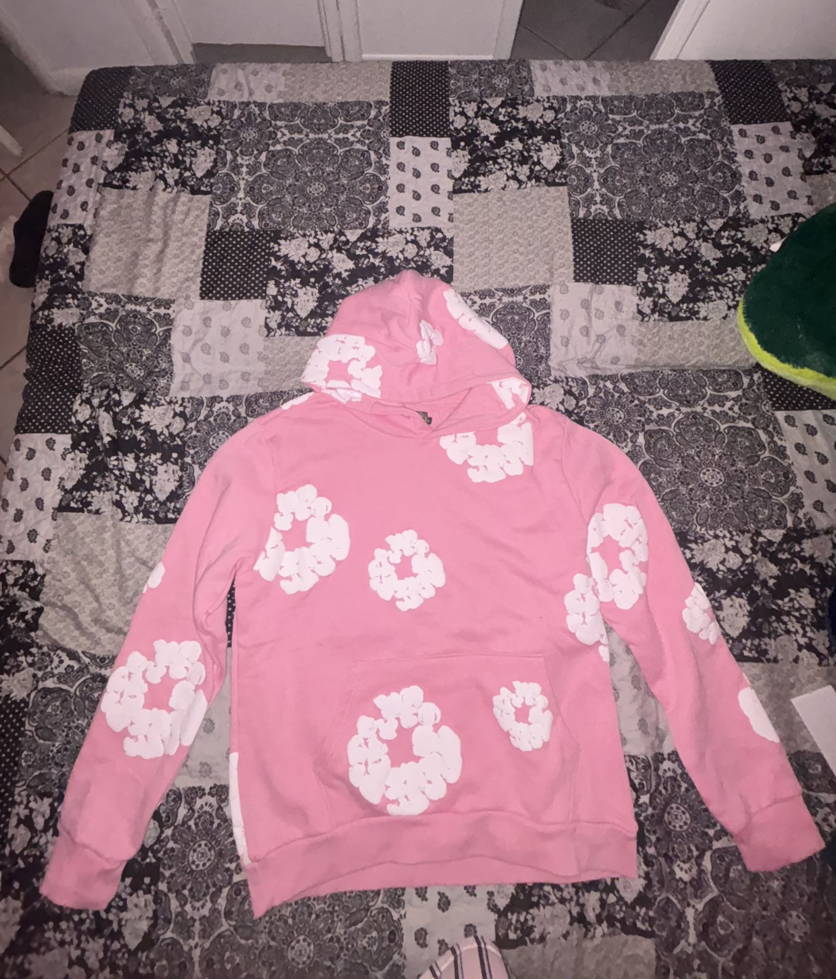 Pink Demin Tear Hoodie