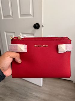 Michael Kors Red Leather Clutch Handbag