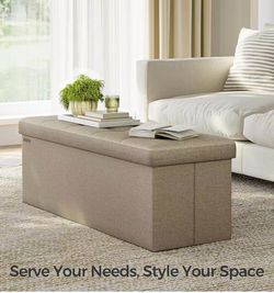 43 Inches Folding Storage Ottoman Bench