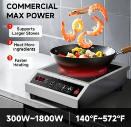 AESTHETERN Induction Cooktop Commercial 1800W, Portable Countertop Burner