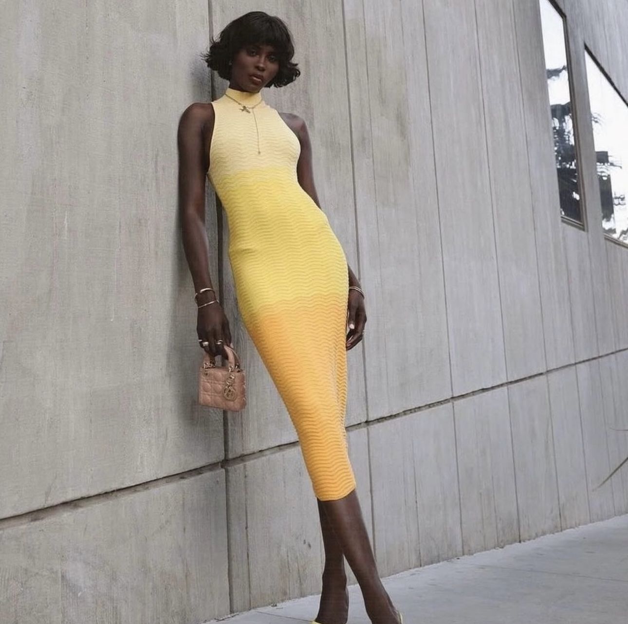 Camila Coelho Cressida Midi Bodycon Dress In Yellow