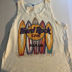 vtg 90s HARD ROCK CAFE MAUI TANK TOP T SHIRT Logo SURFBOARDS Adult MEDIUM 