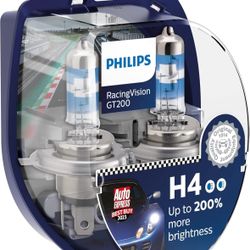 Philips RacingVision GT200 H4 car headlight bulb +200%, set of 2 White