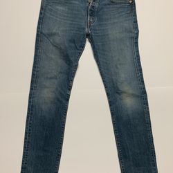 90s Levi’s 501 Button Fly Vintage Raw Denim Faded Blue Jeans Straight Leg 