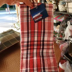 Two New Red, White & Blue Kitchen Towels, New