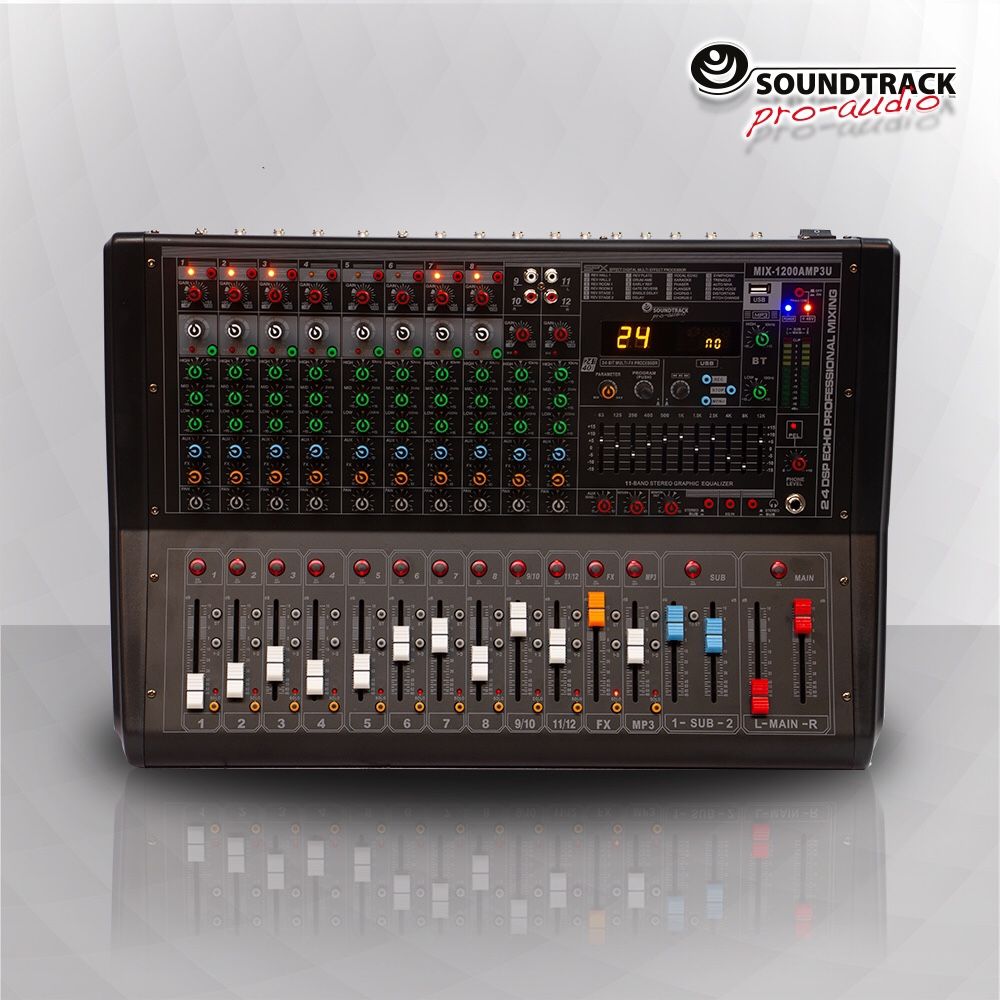 MIX-1200 AMP3. Mixer ,12 channels,USB, Bluetooth,Interface to computers.Studio recorder.Compressor included.BRAND NEW