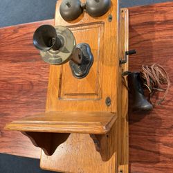 Antique Western Electric 250W Oak Wall Crank Telephone – Early 1900s Bell System