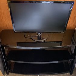 Black Glass & Metal TV Stand