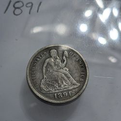 Lovely 1891 Silver Seated Dime