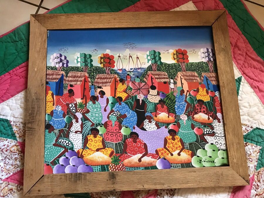 Haitian art painting by J. Victor 24 by 18