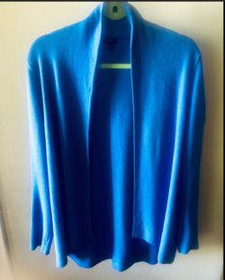 Luscious blue open front Talbots cardigan medium